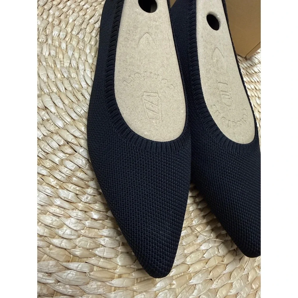 VIVAIA Aria CloudWalker Black Pointed Toe Knit Flats EU/39 US/8‎